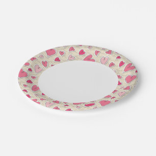 Prato De Papel Padrão de Corações