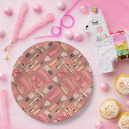 Prato De Papel Padrão de Cosméticos Rosa Brilho