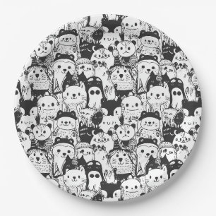 Prato De Papel Padrão de Desenho de Animal Kawaii Fofo (1)