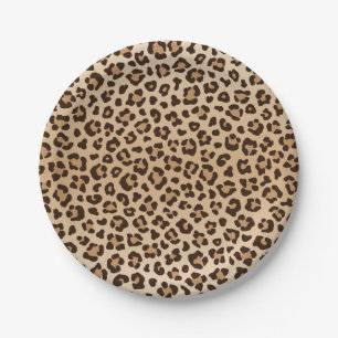 Prato De Papel Padrão de design de impressão de leopardo exótico