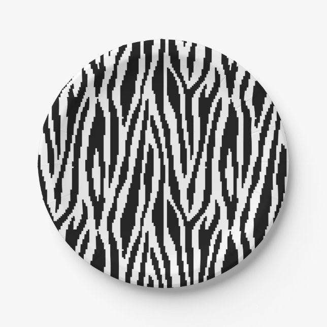 Prato De Papel Padrão de Design de impressão de pixel zebra de 8  (Frente)