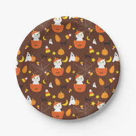 Prato De Papel Padrão de Dia das Bruxas