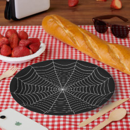 Prato De Papel Padrão de Dia das Bruxas na Web de Aranha Negra e 