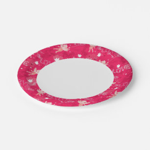 Prato De Papel Padrão De Dia de os namorados Com Cupid