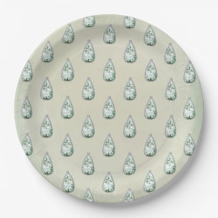 Prato De Papel Padrão de diamante azul-turquesa com lantejoulas v