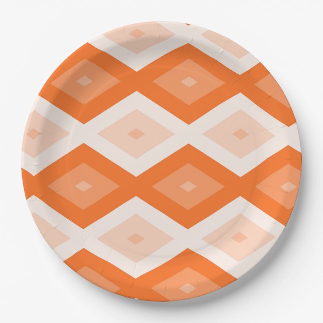 Prato De Papel Padrão de diamante de laranja (Frente)