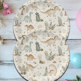 Prato De Papel Padrão de Dinossauro Selvagem de Boho Whimsical