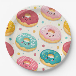 Prato De Papel Padrão de Donuts