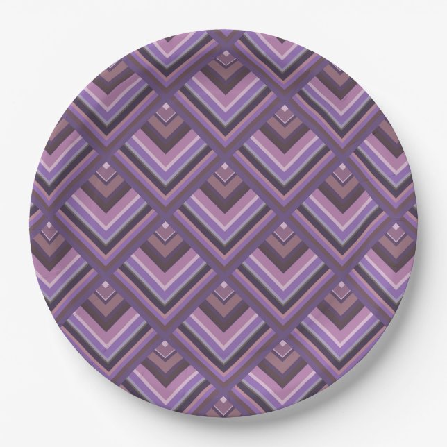 Prato De Papel Padrão de escala de faixas Mauve (Frente)