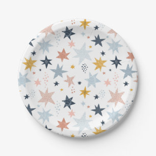 Prato De Papel Padrão de estrela divertida