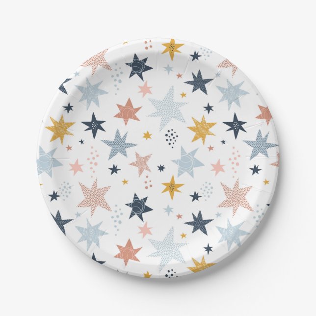 Prato De Papel Padrão de estrela divertida (Frente)