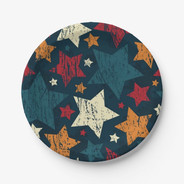 Prato De Papel Padrão de estrelas (Frente)