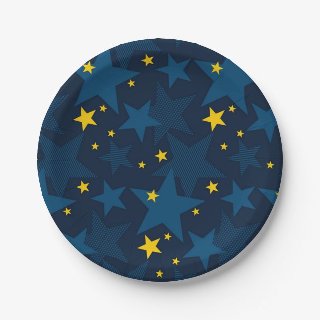 Prato De Papel Padrão de estrelas (Frente)