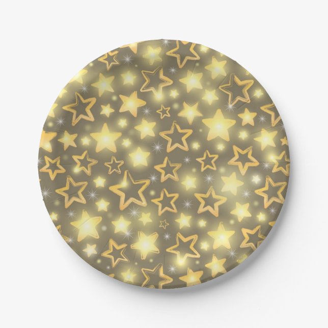 Prato De Papel Padrão de estrelas (Frente)