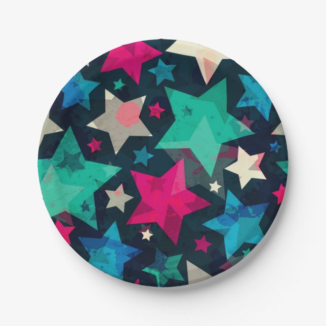 Prato De Papel Padrão de estrelas (Frente)