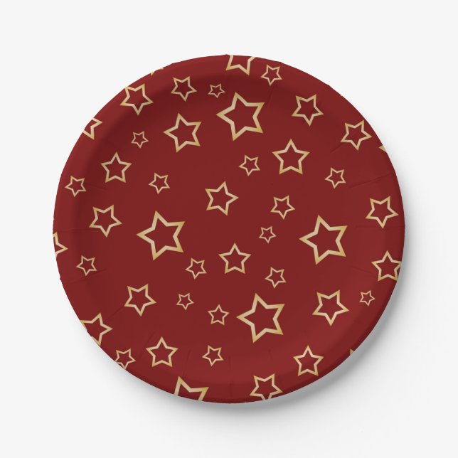 Prato De Papel Padrão de estrelas (Frente)