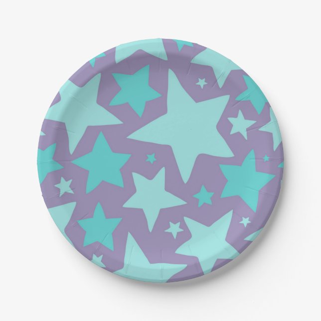 Prato De Papel Padrão de estrelas (Frente)