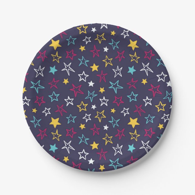 Prato De Papel Padrão de estrelas (Frente)