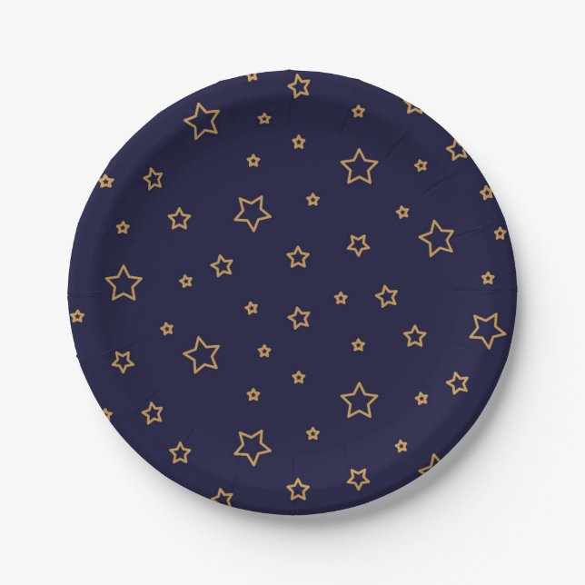Prato De Papel Padrão de estrelas (Frente)