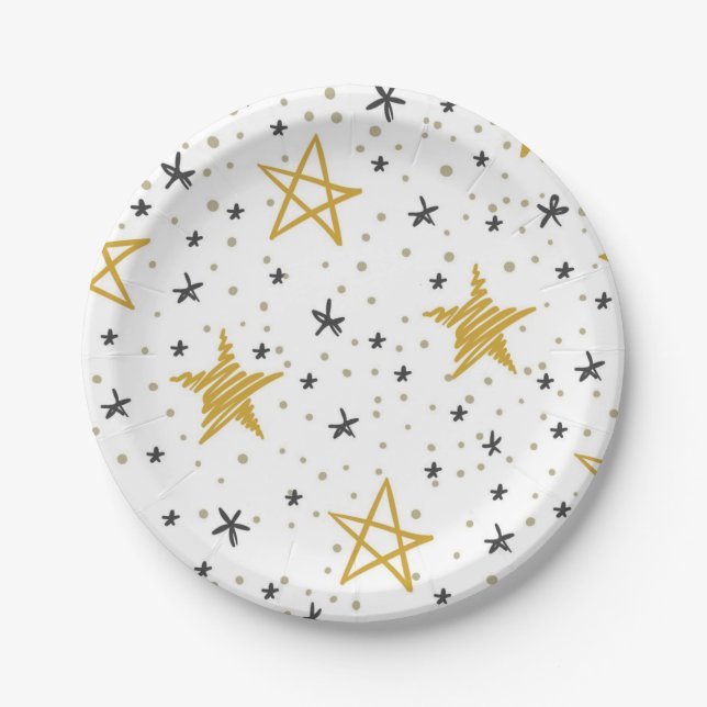 Prato De Papel Padrão de estrelas (Frente)