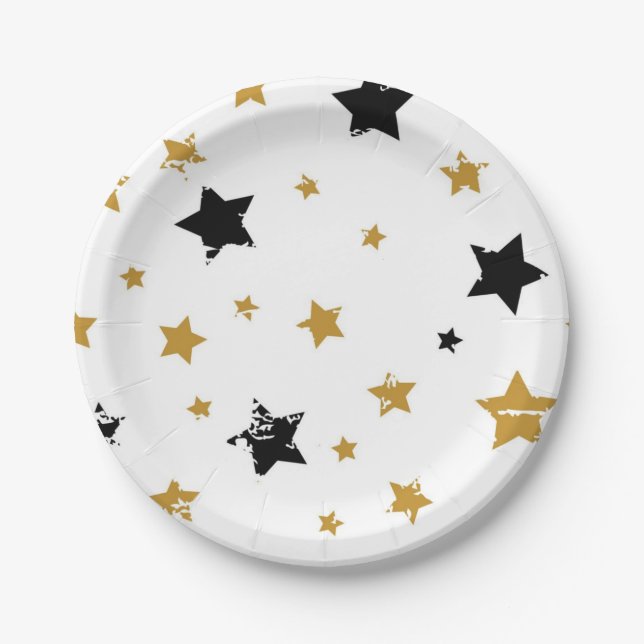 Prato De Papel Padrão de estrelas (Frente)