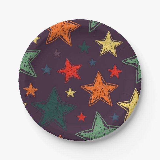 Prato De Papel Padrão de estrelas (Frente)
