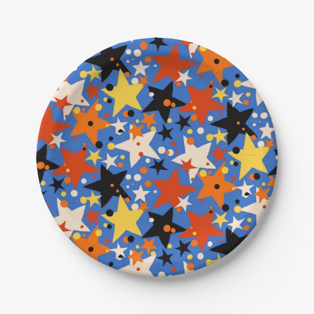 Prato De Papel Padrão de estrelas (Frente)