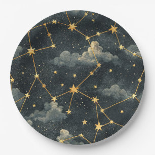 Prato De Papel Padrão de Estrelas da Constelação Celeste (1)