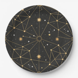 Prato De Papel Padrão de Estrelas da Constelação Celeste (3)