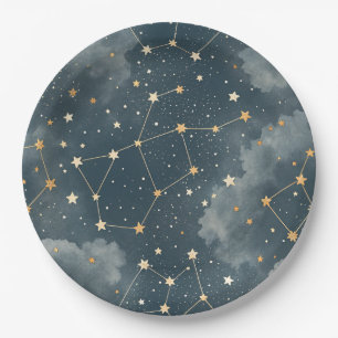 Prato De Papel Padrão de Estrelas da Constelação Celeste (4)