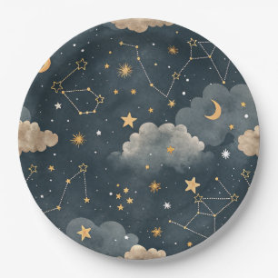 Prato De Papel Padrão de Estrelas da Constelação Celeste (5)