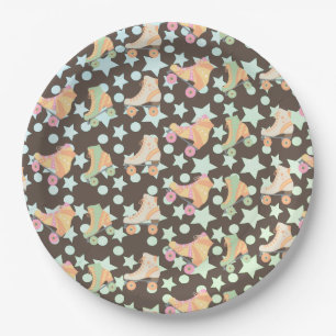 Prato De Papel Padrão de Estrelas de Skates de Aniversário de Rol