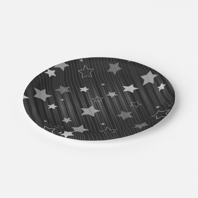 Prato De Papel Padrão de estrelas pretas (Inclinado)