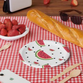 Prato De Papel Padrão de Fatia de Melancia | Picnic e Patriot de 