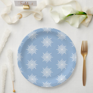 Prato De Papel Padrão de Floco de Neve G-Clef Ornamental Blue de 