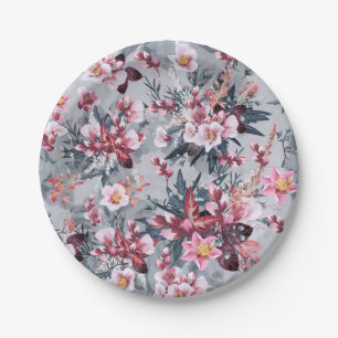 Prato De Papel Padrão de flor