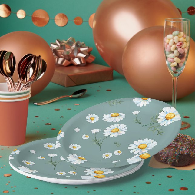 Prato De Papel Padrão de Flor Chamomile (Múltiplo)