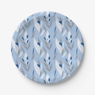 Prato De Papel Padrão de flor retrô azul turquesa vermelho