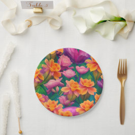 Prato De Papel Padrão de Flor Tropical do Havaí