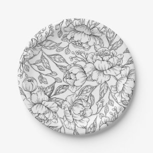 Prato De Papel Padrão de flores