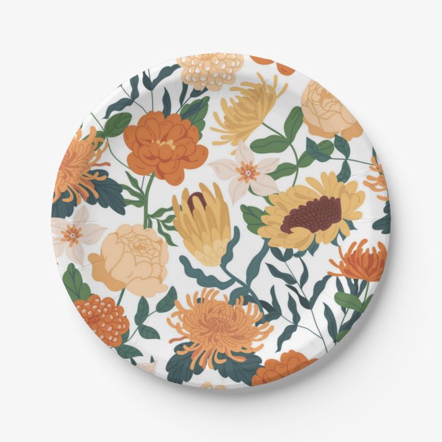 Prato De Papel Padrão de flores (Frente)