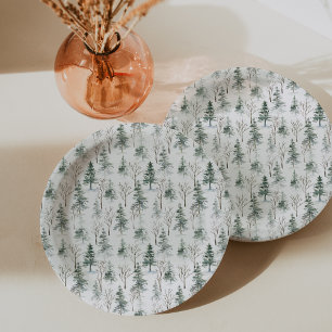Prato De Papel Padrão de Floresta Sempre-Verde de Timber Grove