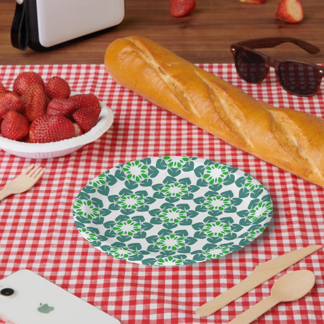 Prato De Papel Padrão De Folha, Padrão De Folhas, Folhas Verdes (Piquenique)