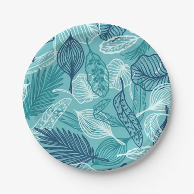 Prato De Papel Padrão de folhas (Frente)