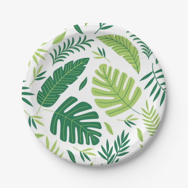 Prato De Papel Padrão de folhas (Frente)