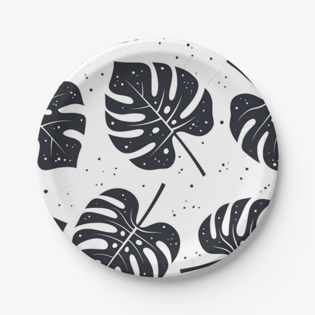 Prato De Papel Padrão de folhas (Frente)