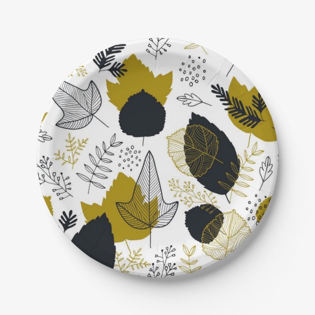 Prato De Papel Padrão de folhas (Frente)