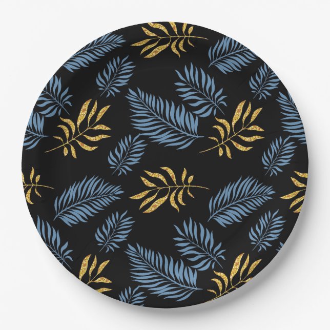 Prato De Papel Padrão de Folhas 17 (Frente)