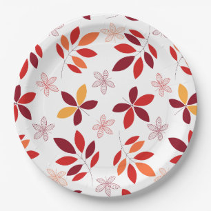 Prato De Papel Padrão de Folhas Bonitas e Coloridas