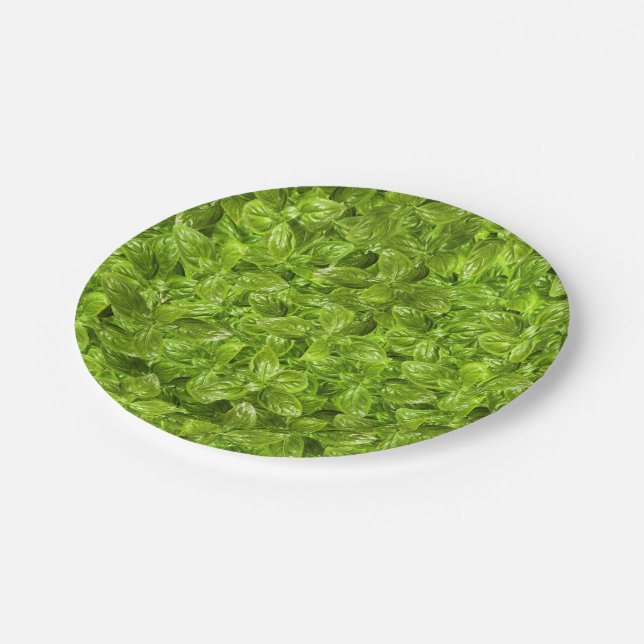 Prato De Papel Padrão de Folhas de Basil (Inclinado)